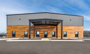 Fayetteville, AR | Modern Exterior Cladding in Light Poplar